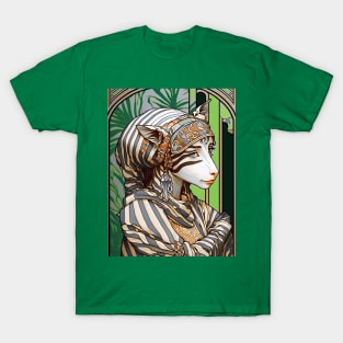 Anthropomorphic Art Nouveau Zebra Girl T-Shirt